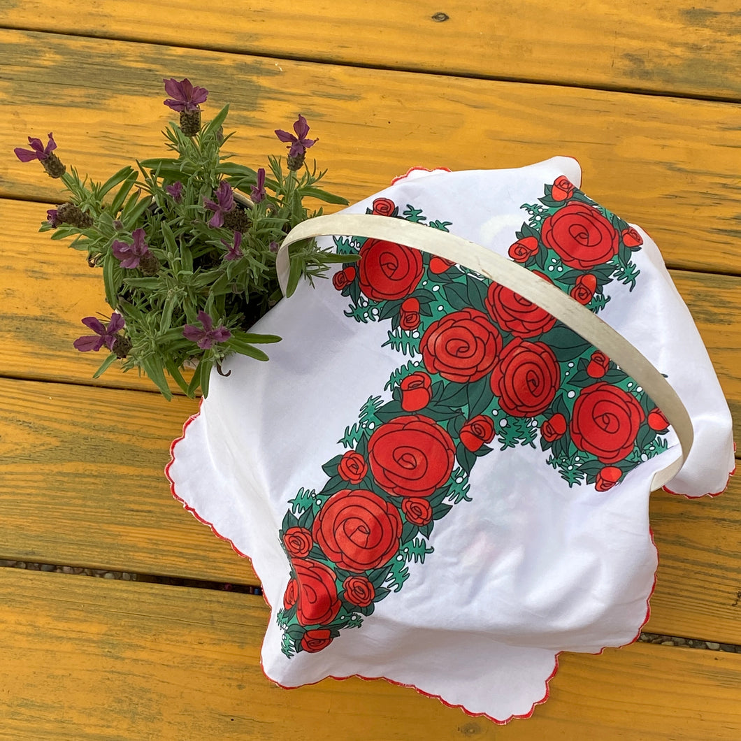 Pascha Basket Cover, Cross of Roses