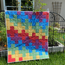 Load image into Gallery viewer, Whole Cloth Quilt, Rainbow Crosses
